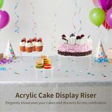 Acrylic Round Cake Stand Dessert Display, Transparent Minimalist Acrylic Decorative Holder, Multi-Functional Home Decor Storage Rack, Suitable For Birthday Party, Wedding, Baby Shower And More - Clear - View 5