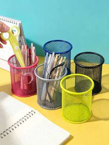 Hollow Mesh Pen Holder Storage Box Multifunctional Stationery Organizer Rack Makeup Brush Holder For Storing Eyeshadow Brushes Pencils And Various Office Stationery For Student Back To School Desktop Decor School Supplies Vanity Accessories - Multicolor - View 5