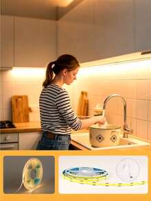 USB COB LED Light Strip With Touch Dimmer Switch, 5V Flexible Self-Adhesive LED Strip, Stepless Dimming Uniform No Spots, Cuttable TV Backlight Ambient Light, Suitable For Bedroom Cabinet Home Decor - COB - View 4