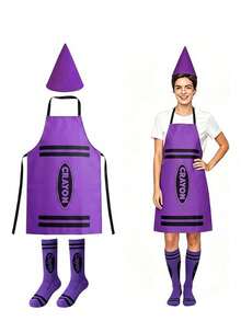 1pc/Set Unisex Colorful Apron Role Play Costume Set, Includes Colorful Apron And Cone Hat, Suitable For Party Games Role Play, World Book Day And Adult Dress Up - Multiple Styles - View 14