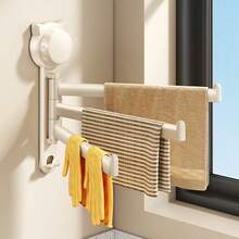 1 pieza Toallero giratorio multifunción sin taladro, toallero giratorio de pared moderno y minimalista, diseño de rotación libre de 180°, toallero de almacenamiento para baño a prueba de agua y óxido que ahorra espacio, adecuado para el hogar, cocina, lavandería, toallero de almacenamiento multiusos - Multicolor - Ver 3