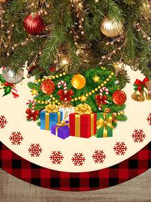 1/100Pcs Christmas Tree Skirt, Christmas Tree Matching Black & Red Buffalo Plaid Theme, Round Base, Diameter 60/90CM Optional; Suitable For Winter Party And Home Holiday Decoration, Ideal Christmas Tree Decoration. - Multicolor - View 3