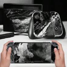 Black & White Abstract Oil Painting Texture Pattern Sticker Set Compatible With Switch Console, Controller And Dock, Vinyl Protective Skin, Waterproof, Scratch-Resistant, Removable, No Residue - View 10