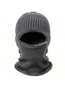 1 pieza Pasamontañas de punto con forro polar para hombre, máscara de esquí de invierno cálida, calentador de cuello a prueba de viento y cubierta facial para deportes en clima frío - Multicolor - Ver 3