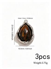 1/3Pcs 304 Stainless Steel Tiger Eye Connector Charms, Charms For Jewelry Making, Mehndi Style Stone Links, Waterproof Non‑Tarnish Necklace Bracelet - Tiger's Eye Connection - View 13