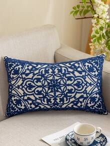 1pc Embroidered Pillow Case (Without Filling) - Navy Blue - View 7