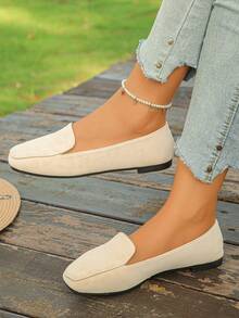 Women's Fashion Slip-On Square Toe Leopard Print Ballet Flats Elegant Style Spring Autumn Daily Commute Flat Shoes Random Pattern - Beige Large Leopard Print - View 3