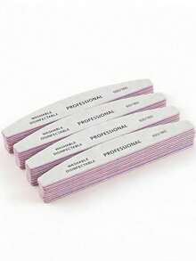 15/25/50 Pcs Half Moon Professional Nail Files, With 80/80, 100/180 Grit Nail File Strips - Grey - View 7