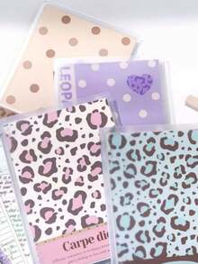 1pc B5 Notebook (60 Sheets) Leopard Print Polka Dot Scissors Clip Loose Leaf Binder Detachable Notebook Journal Diary Planner Spiral Notebook - Multicolor - View 2