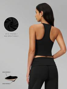MFVIM Women's Versatile Yoga Casual Set, Tank Top + Wide Leg Pants, Suitable For Gym, Running, Pilates - Black - View 5