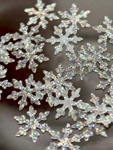 1 Box Laser Holographic Snowflake Slice Decorative Accessories, Glitter Hollow Snowflake Shaped Sequins, Built-In Rainbow Fine Shimmer Luster, Exquisite 3D Design, Boxed Storage, Suitable For Various Surface DIY Decoration, Winter Ice And Snow Atmosphere Decorative Accessories - Multicolor - View 3