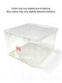 1 pieza Caja de almacenamiento de accesorios para el cabello transparente con decoración de lazo, adecuada para la decoración de la guardería y la decoración de la habitación de los niños - Multicolor - Ver 10