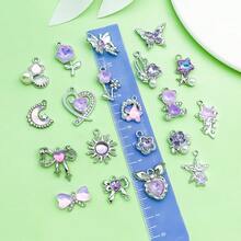 5/20pcs Purple Rhinestone Charms Bow Star Moon Heart Butterfly Bear Pendant For DIY Bracelet Necklace Earring Coquette Y2K Jewelry Making Findings - Purple - View 5