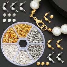 360pcs DIY Connecting Ring Parts Assortment With Positioning Beads And Clasp Buckles, Suitable For Braiding DIY Jewelry, Necklaces, Bracelets, Keychains, Beaded Connectors, End Caps, Flat Clamping End Caps For Round Beads, Jewelry Clasps, DIY Jewelry Making Materials - Buckle & Positioning Beads - View 9