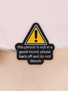 Warning Sign Funny Quote Enamel Pin, Sarcastic Text Lapel Brooch For Backpack Jacket - Multicolor - View 2