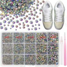 15-Grid AB Iridescent Flat Back Rhinestone Set, Hot Melt Glue Base, Firmly Ironed, Wash-Resistant, Durable, Ss6-Ss30 Mixed Sizes, Suitable For DIY Clothing, Dresses, Dance Costumes, Bags, Rhinestone Decoration Craft Materials - Multiple Specifications - View 7