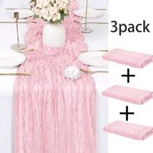 3PCS Cheesecloth Tablecloth, Bohemian Gauze Tablecloth, Rustic Transparent Tablecloth Suitable For Wedding, Bridal Shower, Birthday Party, Dining Table Decoration, Thanksgiving, Christmas Decoration - Multicolor - View 15