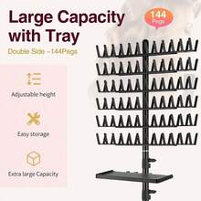 144pcs Adjustable Height Hair Extension Rack With Square Storage Tray, Hair Extension Separator Storage Rack, Suitable For Hairstylists, Black White Pink 3 Colors Available, Halloween - View 4
