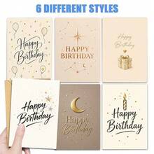 12 Tarjetas de Felicitación + 12 Sobres Elegantes Tarjeta de Felicitación de Cumpleaños, Diseño de Estrella y Luna con Lámina Dorada Feliz Cumpleaños, Perfecto para Amigos, Celebración de Cumpleaños Estilo Minimalista Papelería. - Conjuntos - Ver 9