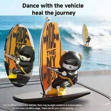1件裝汽車儀表板搖擺衝浪熊創意擺飾，汽車內飾裝飾禮物 - 均碼 - 查看 12