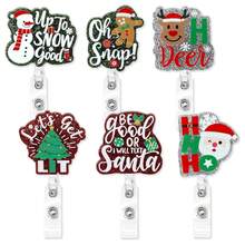 1pc Christmas Snowman Badge Reel Retractable Rotating Crocodile Clip ID Holder Keychain - Multicolor - View 6