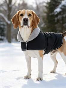 Metglad Dog Winter Jacket, Pet Cold Protection Coat With Traction Rope Link Loop, High Reflectivity, Adjustable Size Cold Weather Dog Vest, Suitable For Small, Medium And Large Dogs - Black - View 2