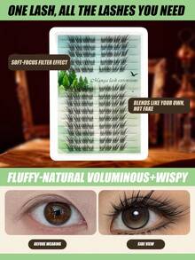 112 Row Fox Cat Eye Cluster False Eyelashes Create Cartoon Style, Left And Right Single False Eyelashes, Thin And Lightweight, Can DIY Eyelash Extensions, Suitable For Home Parties, Valentine's Day, Travel, Photography, Holiday Makeup - View 4