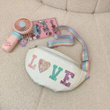 1pc Zipper Closure Fashion PU Leather Kids Waist Bag Girl Crossbody Chest Bag For Daily Use - A - View 7