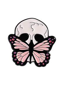 1pc Vintage Dark Skull Butterfly Metal Alloy Halloween Brooch, Women's Daily Backpack Accessory - Multicolor - View 10