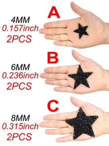 2 piezas Parche termoadhesivo con diseño de diamante de imitación en forma de estrella DIY - Negro - Ver 3