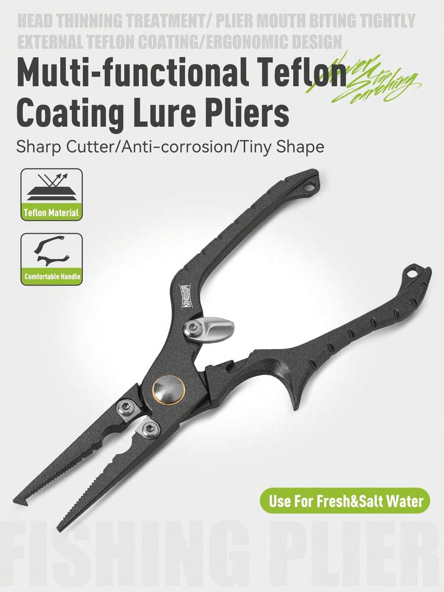 KINGDOM Fishing Pliers 1PC Stainless Steel Line Cutter Hook Remover Split Shot Crimper Multi-Functional Fishing Tool Locking Handle Corrosion Resistant Portable For Anglers Outdoor Fishing