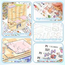 3 Sheets Sticker Material + 1 Scene Card + 1 Effect Image/Pack, Size 28*21cm, 3D Stereoscopic Fun Scene Stickers, Planner Stickers, Suitable For Gifts, Office, Home, Classroom, Entertainment Toys, Student Planner - A - View 9