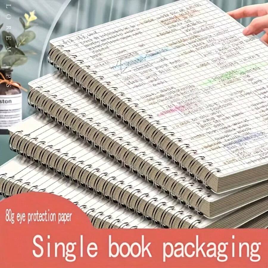 1pc A5 Spiral Grid Notebook With Flexible Cover - Made Of Smooth Thick Paper, Suitable For Work, Study And Sketching - A5 lined - View 1