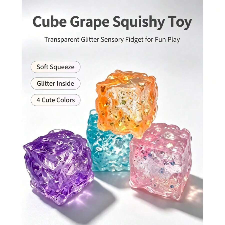 1pc Cute Transparent Irregular Cheese Block Fidget Toy, Shimmer Sequin Crystal Squeeze Squishy, Random Color Stress Relief Toy For Girls Teens - Multicolor - View 1