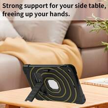 Protective Case Compatible With Ipad 10th Gen 10.9 Inch A16/ 10.2/7th Gen 8th Gen/9th Gen Protective Shell A9 Plus/A11 Plus Shockproof Anti-Drop With Stand Silicone PC Case - Orange + Black - View 3