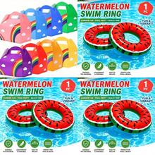 1pc/Set Watermelon Shaped Swim Ring, 70/80/90 Size Optional, Thickened PVC Inflatable Swim Ring, Indoor/Outdoor Water Play Equipment, Adult Summer Swimming Essential - Multiple Styles - View 2