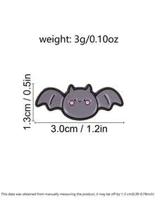 Cute Cartoon Bat Enamel Pin, Spooky‑Cute Halloween Lapel Brooch For Backpack Jacket - Dark Grey - View 3