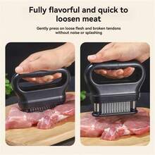 1PC Meat Tenderizer Tool With 48 Stainless Steel Ultra-Sharp Needles And Protective Cover, Suitable For Beef, Turkey, Chicken, Steak, Veal, Fish, Etc., Heavy-Duty Cooking Tool Best For Tenderizing, Grilling, Marinating Kitchen Cooking - Multicolor - View 13
