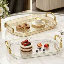 1 Pc PET Serving Tray, Oval Design Plate For Kitchen & Dining Table - Grey - View 5