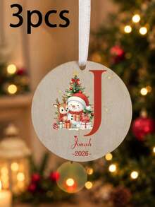 Custom Monogram Christmas Ornament, Personalized Name & Initial Tree Hanging Decor, Festive Snowman Holiday Accent, Customized 2026 Christmas Keepsake, Customizable Christmas Tree Decoration, Gift For Family And Friends, Room Decor, Christmas Gift - Style B - View 12