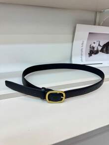 2件組極簡時尚休閒PU皮革裝飾腰帶 牛仔褲腰帶 - 黑色+橢圓扣頭黑色 - 查看 6