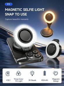 AXNEN Magnetic Selfie Fill Light, Rechargeable Battery, Adjustable Brightness, Compatible With IOS Smartphones, Laptops, Photography Cameras, Videos, Suitable For Makeup And Selfies - Fill Light - View 4