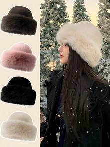 Women's Winter Hat, Blending European And Korean Styles, Designed As A Warm Head Accessory, Large Size Thick Solid Color Design, Combining Practicality And Versatility, Suitable For Various Occasions - Multicolor - View 1