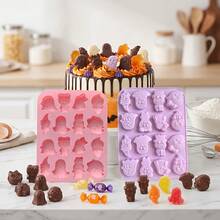 1pc 12 Cavity And 8-Cavity Halloween Cute Ghost Candy Silicone Molds, DIY Baking Chocolate Gummies Ice Pudding Molds, Used For Autumn Halloween Party Dessert Decoration - Multicolor - View 4