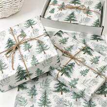 60/30/10 Sheets Mori Style Christmas Pine Tree Pattern Tissue Paper, 20*14 Inch Gift Wrapping Paper, Suitable For Christmas Decoration, Wedding, Thanksgiving, Birthday Gift Wrapping, Bouquet Wrapping, Gift Bag Filler And Party Gifts - Multicolor - View 3