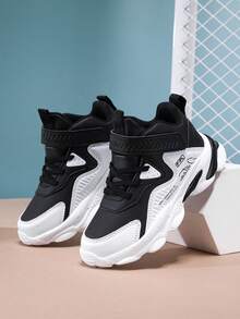 Big Kids - Student New Style - Hook And Loop Closure - Leather Basketball Shoes - Hot Item - Black and White - View 3