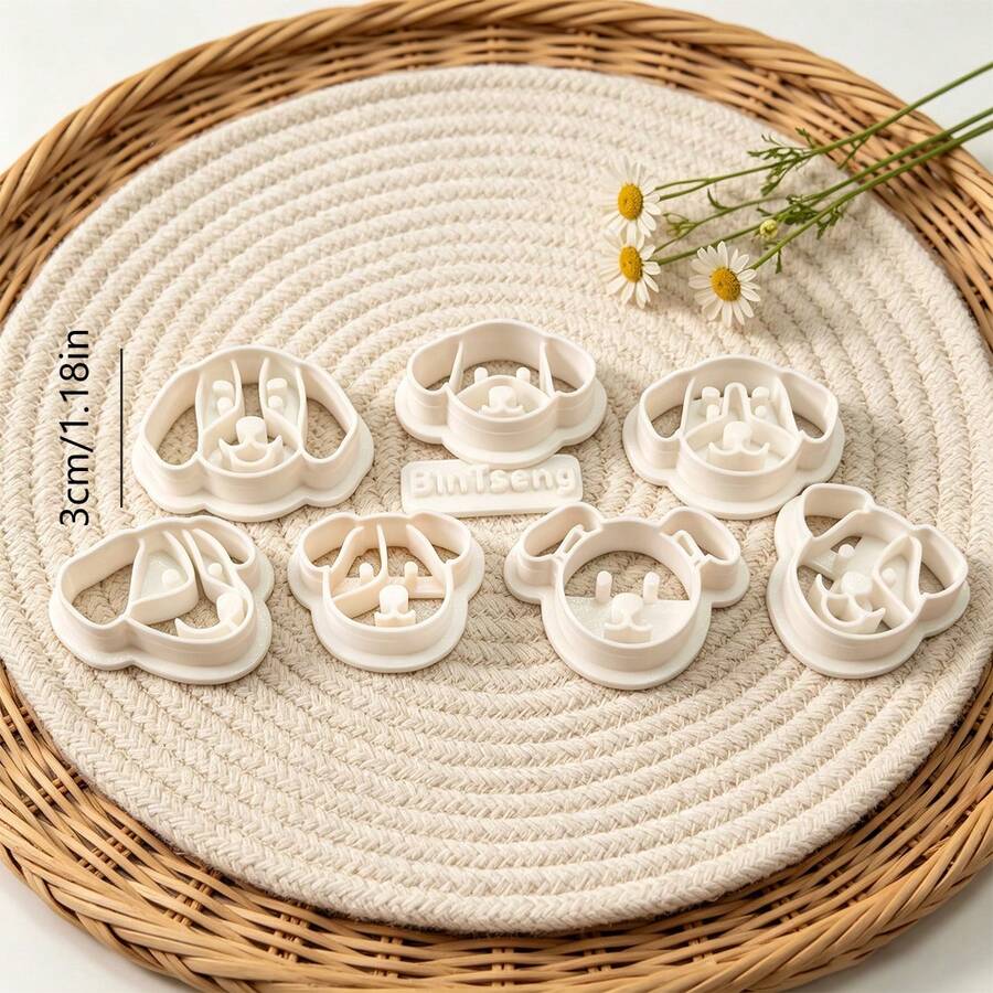 7Pcs Cute Dog Head Polymer Clay Cutters Set Various Puppy Face Pattern Clay Molds DIY Handmade Earring Pendant Jewelry Craft Supplies