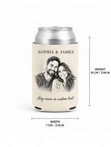 Custom Photo & Text Can Cooler Sleeve, Personalized Drink Holder With Your Portrait Photo And Custom Names, Ideal Keepsake Gift For Wedding, Anniversary, Party And Daily Outdoor Gatherings. - Multicolor - View 5