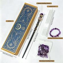 1box Amethyst Witch Crystal Wand Altar Kit, Natural Crystal Stones Selenite Wand Bracelet Wicca Ritual‑Supplies, Spiritual Decor Halloween Witchcraft - Scepter Plaster Set - View 2