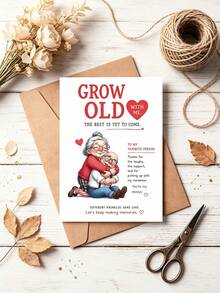 1pc Sweet Romantic Anniversary Card With Envelope, "Grow Old With Me The Best Is Yet To Come", Heartfelt Greeting Card For Husband Wife Spouse, Couple Wedding Valentine Gift, Blank Inside - A - View 6
